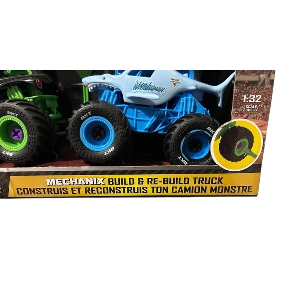 Monster Jam Mechanix Build Rebuild Grave Digger Megalodon Truck Toy Kids - Picture 4 of 8